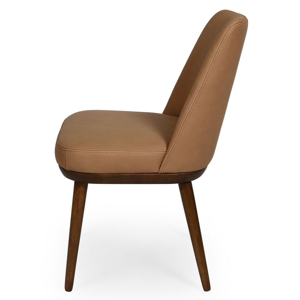 Safavieh Normandy Leather Dining Chair – Elegant Brown Italian Leather & Walnut Finish For Stylish Dining Spaces Brown ,Walnut Wood ,Leather ,Foam Sfv2400a-set2