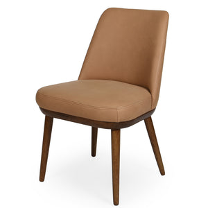 Safavieh Normandy Leather Dining Chair – Elegant Brown Italian Leather & Walnut Finish For Stylish Dining Spaces Brown ,Walnut Wood ,Leather ,Foam Sfv2400a-set2