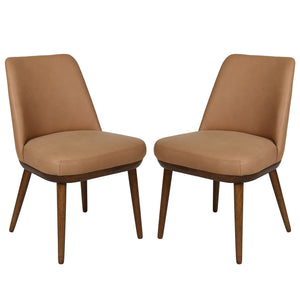 Safavieh Normandy Leather Dining Chair – Elegant Brown Italian Leather & Walnut Finish For Stylish Dining Spaces Brown ,Walnut Wood ,Leather ,Foam Sfv2400a-set2