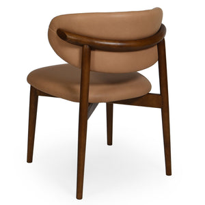 Safavieh Leslianna Leather Dining Chair - Italian Brown Leather & Walnut Frame For Modern Elegance & Comfort Brown ,Walnut Wood ,Leather ,Foam Sfv2401a-set2