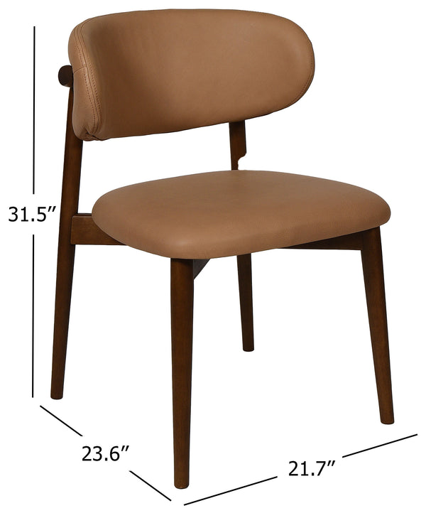Safavieh Leslianna Leather Dining Chair - Italian Brown Leather & Walnut Frame For Modern Elegance & Comfort Brown ,Walnut Wood ,Leather ,Foam Sfv2401a-set2