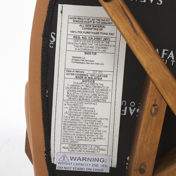 Safavieh Leslianna Leather Dining Chair - Italian Brown Leather & Walnut Frame For Modern Elegance & Comfort Brown ,Walnut Wood ,Leather ,Foam Sfv2401a-set2