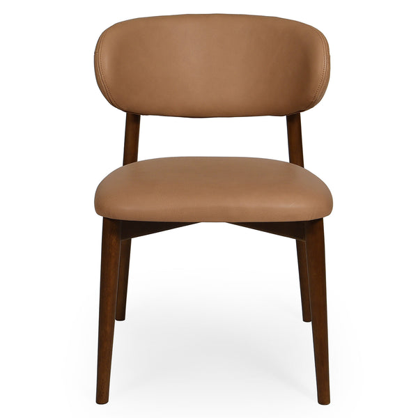 Safavieh Leslianna Leather Dining Chair - Italian Brown Leather & Walnut Frame For Modern Elegance & Comfort Brown ,Walnut Wood ,Leather ,Foam Sfv2401a-set2