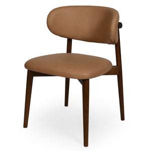 Safavieh Leslianna Leather Dining Chair - Italian Brown Leather & Walnut Frame For Modern Elegance & Comfort Brown ,Walnut Wood ,Leather ,Foam Sfv2401a-set2