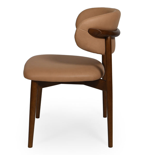 Safavieh Leslianna Leather Dining Chair - Italian Brown Leather & Walnut Frame For Modern Elegance & Comfort Brown ,Walnut Wood ,Leather ,Foam Sfv2401a-set2