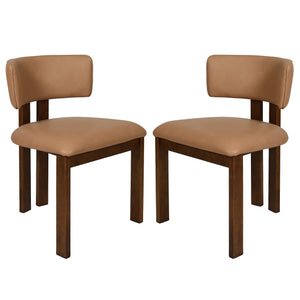 Safavieh Katiya Leather Dining Chair - Elegant Walnut Frame With Luxurious Italian Leather In Deep Brown Brown ,Walnut Wood ,Leather ,Foam Sfv2402a-set2