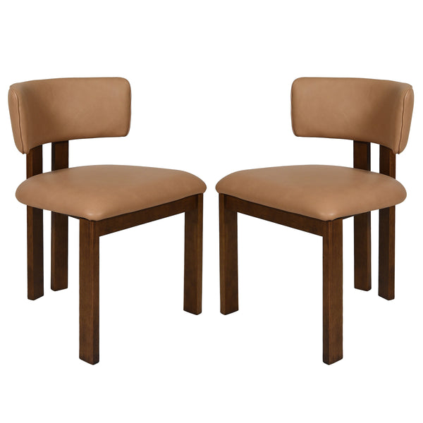 Safavieh Katiya Leather Dining Chair - Elegant Walnut Frame With Luxurious Italian Leather In Deep Brown Brown ,Walnut Wood ,Leather ,Foam Sfv2402a-set2