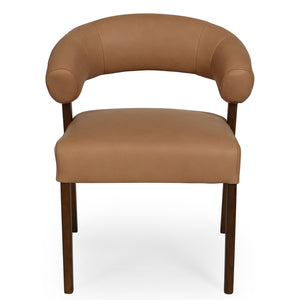 Safavieh Jarvis Leather Dining Chair - Luxurious Brown Italian Leather & Walnut Finish For Elegant Dining Experience Brown ,Walnut Wood ,Leather ,Foam Sfv2403a