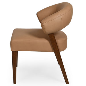 Safavieh Jarvis Leather Dining Chair - Luxurious Brown Italian Leather & Walnut Finish For Elegant Dining Experience Brown ,Walnut Wood ,Leather ,Foam Sfv2403a