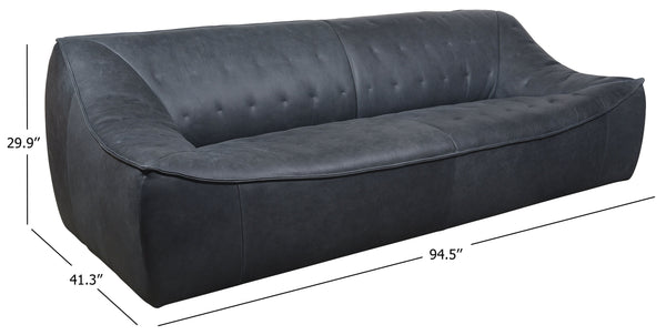 Safavieh Agitha Leather Sofa In Chic Black - Luxurious Italian Design For Stylish Living Room Comfort Black Wood ,Leather ,Foam Sfv2405a