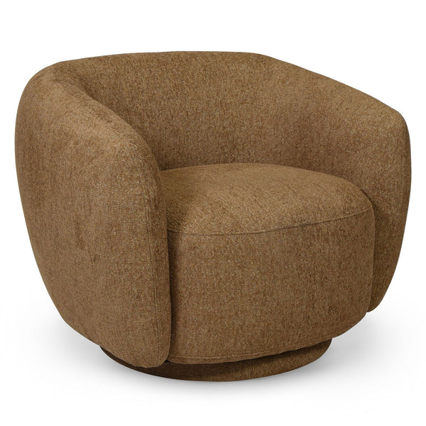 Florentina Swivel Chair With 360° Metal Base, Soft Fabric Upholstery, Compact Modern Design, Plush Foam Comfort