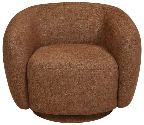 Florentina Swivel Chair With 360° Metal Base, Soft Fabric Upholstery, Compact Modern Design, Plush Foam Comfort