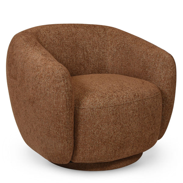Florentina Swivel Chair With 360° Metal Base, Soft Fabric Upholstery, Compact Modern Design, Plush Foam Comfort