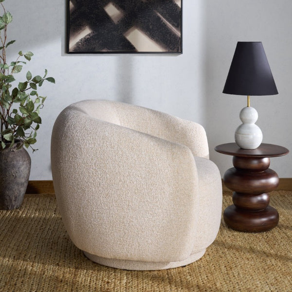Safavieh Florentina Upholstered Swivel Accent Chair Neutral Fabric Seat for Living Spaces SFV2406C