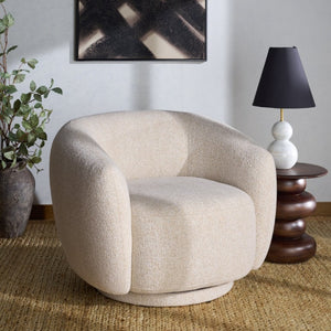 Safavieh Florentina Upholstered Swivel Accent Chair Neutral Fabric Seat for Living Spaces SFV2406C