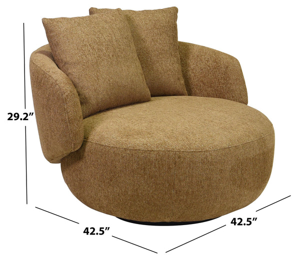 Karolie Swivel Chair With Plush Fabric And High-Density Foam, Wood & Metal Frame For Cozy Seating
