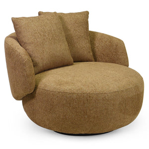 Karolie Swivel Chair With Plush Fabric And High-Density Foam, Wood & Metal Frame For Cozy Seating