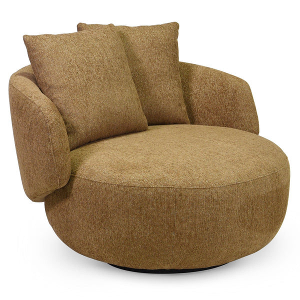 Karolie Swivel Chair With Plush Fabric And High-Density Foam, Wood & Metal Frame For Cozy Seating