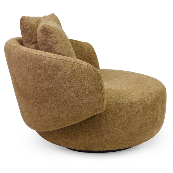 Karolie Swivel Chair With Plush Fabric And High-Density Foam, Wood & Metal Frame For Cozy Seating