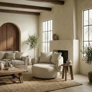 Karolie Swivel Chair With Plush Fabric And High-Density Foam, Wood & Metal Frame For Cozy Seating