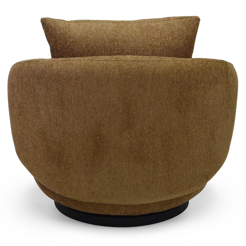 Hannalisa Swivel Chair With Wood Accents And Metal Base, Ergonomic Foam Cushioning, 360° Motion
