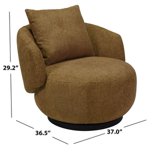 Hannalisa Swivel Chair With Wood Accents And Metal Base, Ergonomic Foam Cushioning, 360° Motion