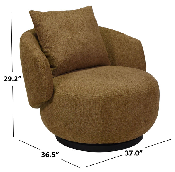 Hannalisa Swivel Chair With Wood Accents And Metal Base, Ergonomic Foam Cushioning, 360° Motion