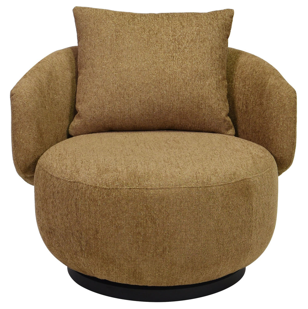 Hannalisa Swivel Chair With Wood Accents And Metal Base, Ergonomic Foam Cushioning, 360° Motion