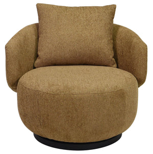 Hannalisa Swivel Chair With Wood Accents And Metal Base, Ergonomic Foam Cushioning, 360° Motion