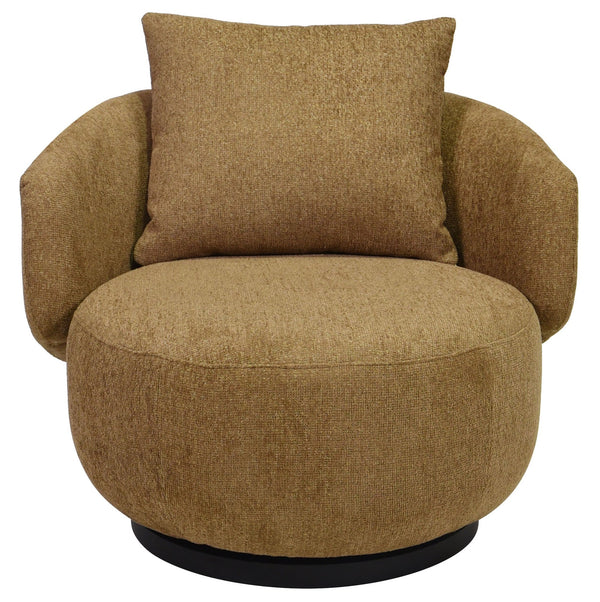 Hannalisa Swivel Chair With Wood Accents And Metal Base, Ergonomic Foam Cushioning, 360° Motion