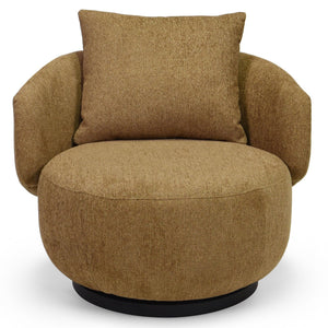 Hannalisa Swivel Chair With Wood Accents And Metal Base, Ergonomic Foam Cushioning, 360° Motion