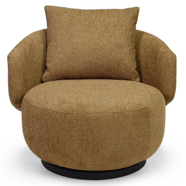 Hannalisa Swivel Chair With Wood Accents And Metal Base, Ergonomic Foam Cushioning, 360° Motion