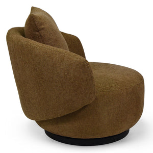 Hannalisa Swivel Chair With Wood Accents And Metal Base, Ergonomic Foam Cushioning, 360° Motion
