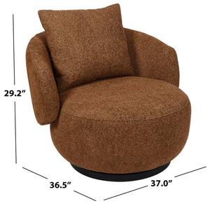Hannalisa Swivel Chair With Wood Accents And Metal Base, Ergonomic Foam Cushioning, 360° Motion