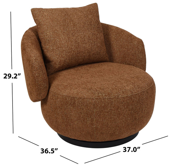 Hannalisa Swivel Chair With Wood Accents And Metal Base, Ergonomic Foam Cushioning, 360° Motion