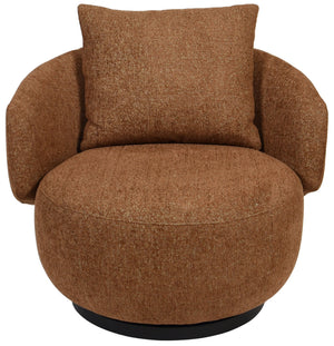 Hannalisa Swivel Chair With Wood Accents And Metal Base, Ergonomic Foam Cushioning, 360° Motion