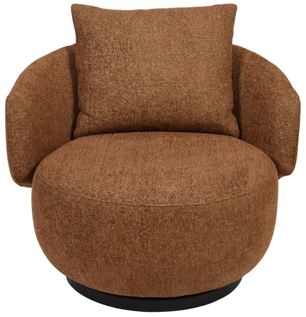 Hannalisa Swivel Chair With Wood Accents And Metal Base, Ergonomic Foam Cushioning, 360° Motion