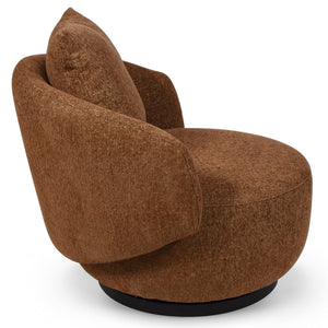 Hannalisa Swivel Chair With Wood Accents And Metal Base, Ergonomic Foam Cushioning, 360° Motion
