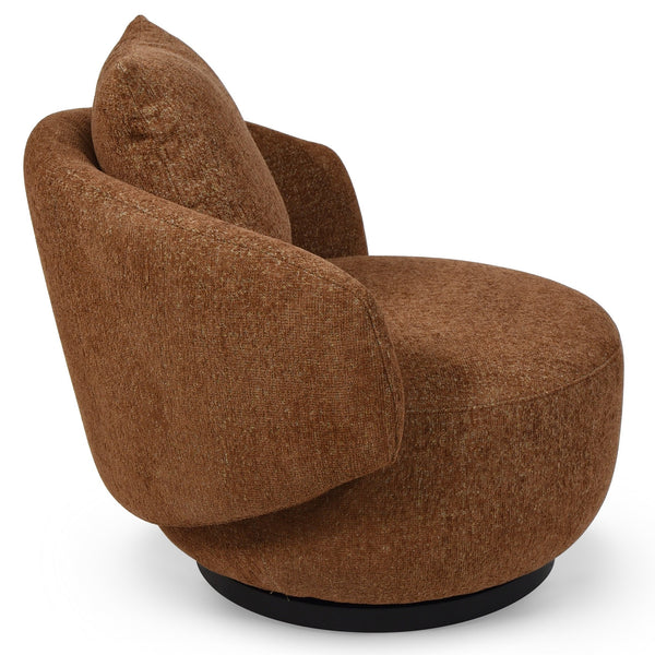 Hannalisa Swivel Chair With Wood Accents And Metal Base, Ergonomic Foam Cushioning, 360° Motion