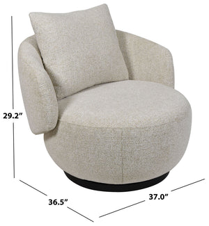 Hannalisa Swivel Chair With Wood Accents And Metal Base, Ergonomic Foam Cushioning, 360° Motion