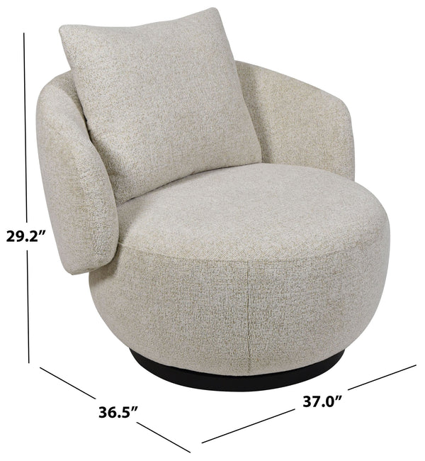 Hannalisa Swivel Chair With Wood Accents And Metal Base, Ergonomic Foam Cushioning, 360° Motion