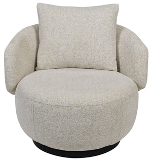Hannalisa Swivel Chair With Wood Accents And Metal Base, Ergonomic Foam Cushioning, 360° Motion