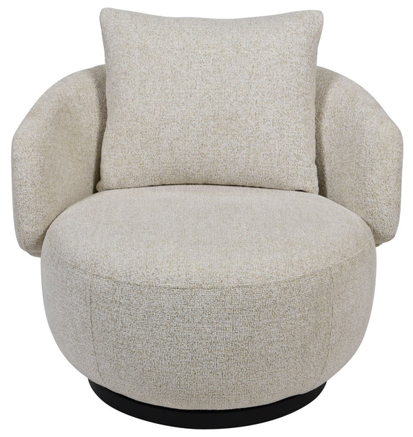 Hannalisa Swivel Chair With Wood Accents And Metal Base, Ergonomic Foam Cushioning, 360° Motion