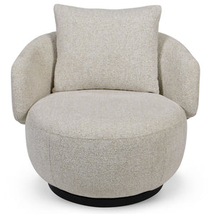 Hannalisa Swivel Chair With Wood Accents And Metal Base, Ergonomic Foam Cushioning, 360° Motion
