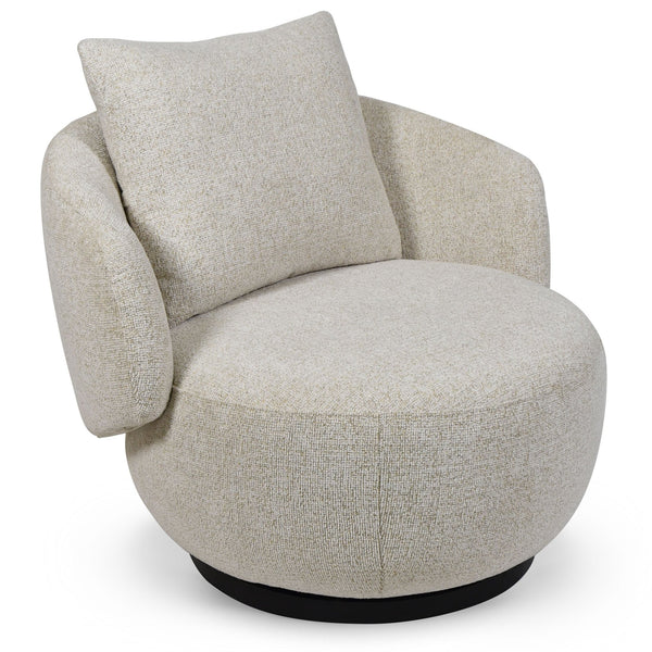 Hannalisa Swivel Chair With Wood Accents And Metal Base, Ergonomic Foam Cushioning, 360° Motion