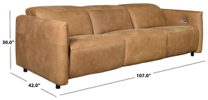 Safavieh Doug Top Grain Leather Reclining Sofa Traditional Living Room Comfort Seating SFV2412A-3BX