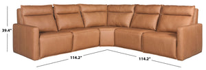 Safavieh Gretel Top Grain Leather L-Shaped Sectional Solid Wood Frame Corner Sofa SFV2414A-5BX