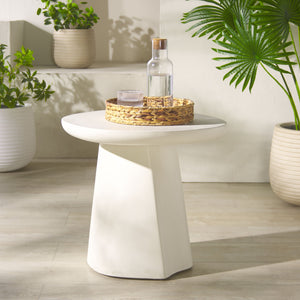 Safavieh Jasbriella Concrete Accent Table In Ivory - Elegant Minimalist Design For Modern Living Spaces Ivory Cast Gfrc Concrete ,Metal Sfv2600a-2bx