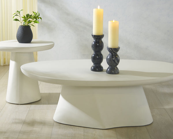 Safavieh Jasbriella Elegant Concrete Coffee Table In Ivory - Modern Minimalist Design For Indoor & Outdoor Use Ivory Cast Gfrc Concrete ,Metal Sfv2601a-2bx