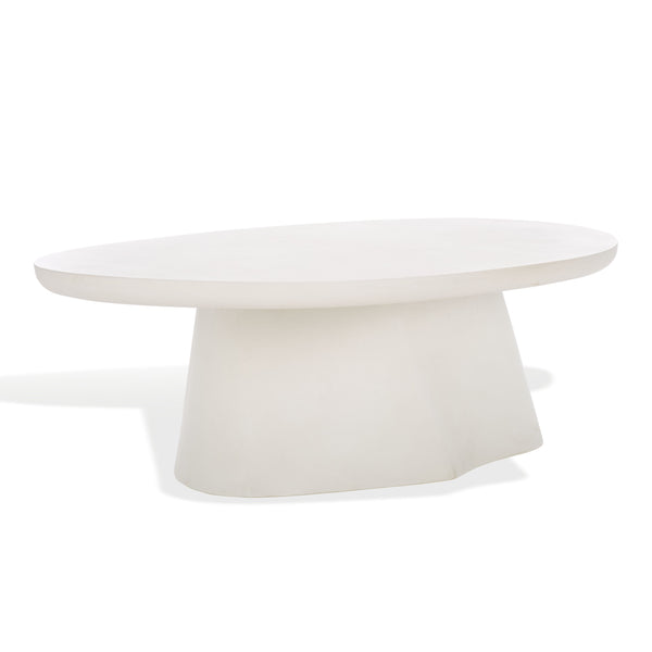 Safavieh Jasbriella Elegant Concrete Coffee Table In Ivory - Modern Minimalist Design For Indoor & Outdoor Use Ivory Cast Gfrc Concrete ,Metal Sfv2601a-2bx
